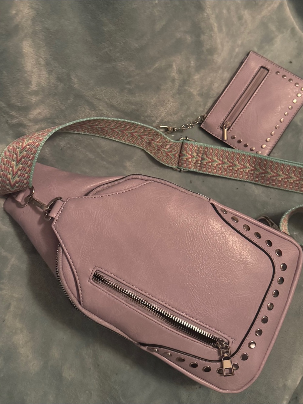 Lavender Crossbody Sling Bag with Detachable Card Wallet - Unbranded - Picture 5 of 5